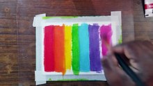 How to Simple & Easy Rainbow at Coconut Tree _ Acrylic Painting Ideas for Beginners