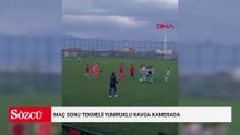 U-14 liginde futbolcuların maç sonu tekmeli yumruklu kavgası kamerada