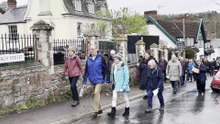 The Walk of Witness making its way from Crediton Parish Church into Union Road, video Alan Quick IMG_7592