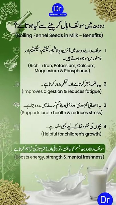 Raat Ko Saunf Wala Doodh Piyo | 5 Amazing Fennel Milk Benefits (Health Secret) Dr.Hakeem Usman