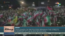 Thousands of protesters remain in the streets in support of the Islamic Revolution