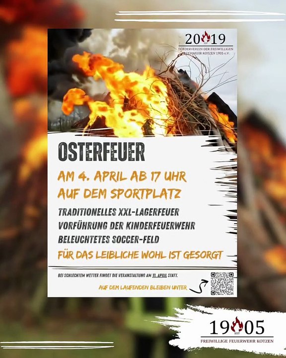 Besucht unser traditionelles Osterfeuer am 4. April. Wir freuen uns auf Euch!