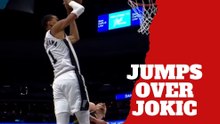 Victor Wembanyama jumps over Nikola Jokic for a monster dunk