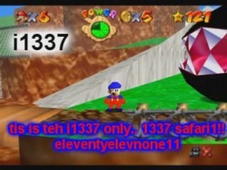Mario Think he is 1337(SM64 Bloopers)