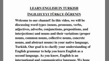 İngilizceyi Türkçe Öğrenin(Kelime türleri hakkında bilgi edinin Ve isim ve isim türleri)kendi ana dilinizde