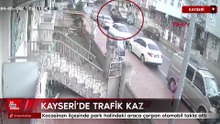 Kayseri’de otomobil park halindeki araca çarpıp takla attı