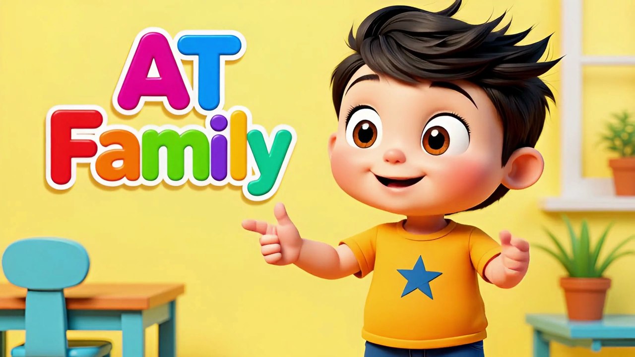 AT Word Family Song | Cat Bat Hat Mat Rat | Phonics for Kids| Kabir's World