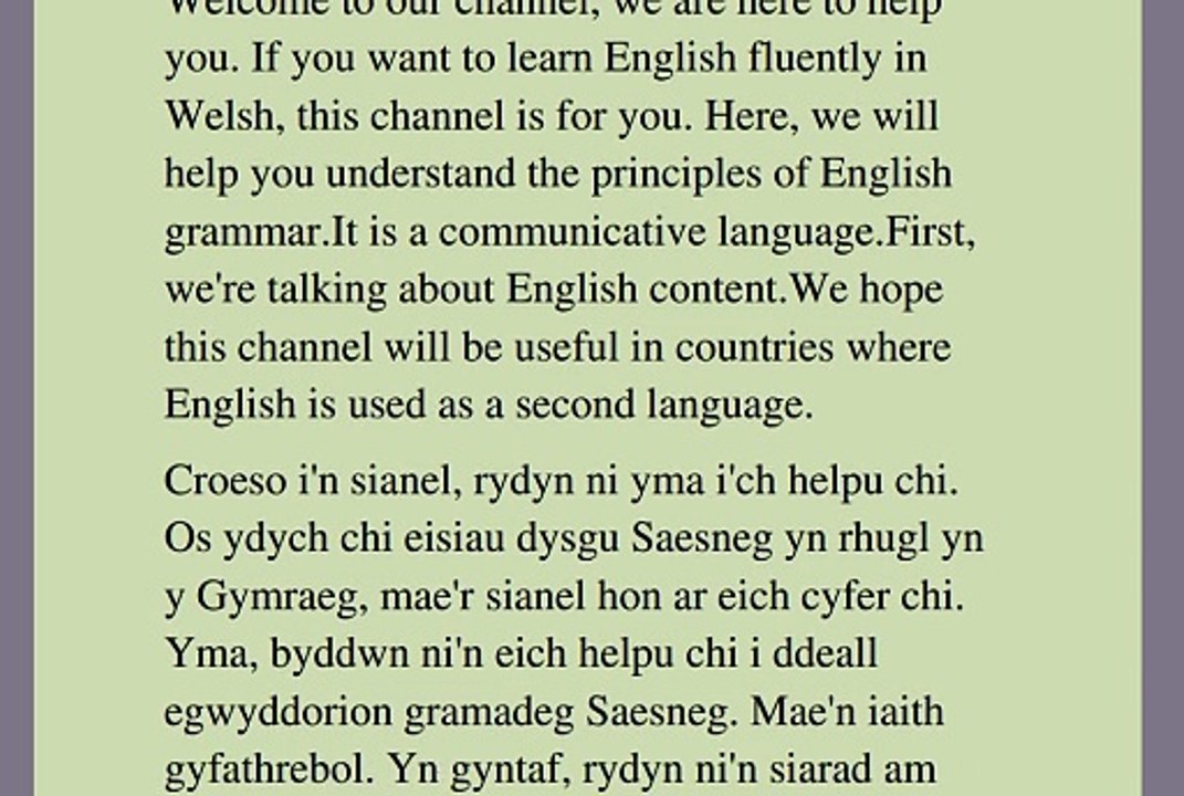 Dysgwch Saesneg yn Gymraeg(tabl cynnwys)yn eich iaith frodorol