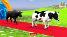 Paint Animals Cow Cartoon Yak Bison Bull Ox African Buffalo Fountain Crossing Animal Transformation
