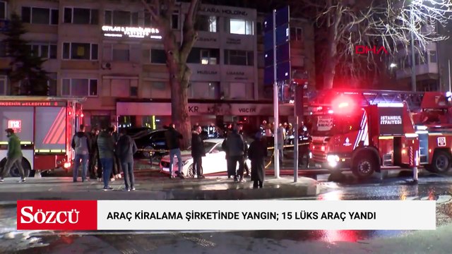 Beşiktaş'ta araç kiralama şirketinde yangın; 15 lüks araç yandı