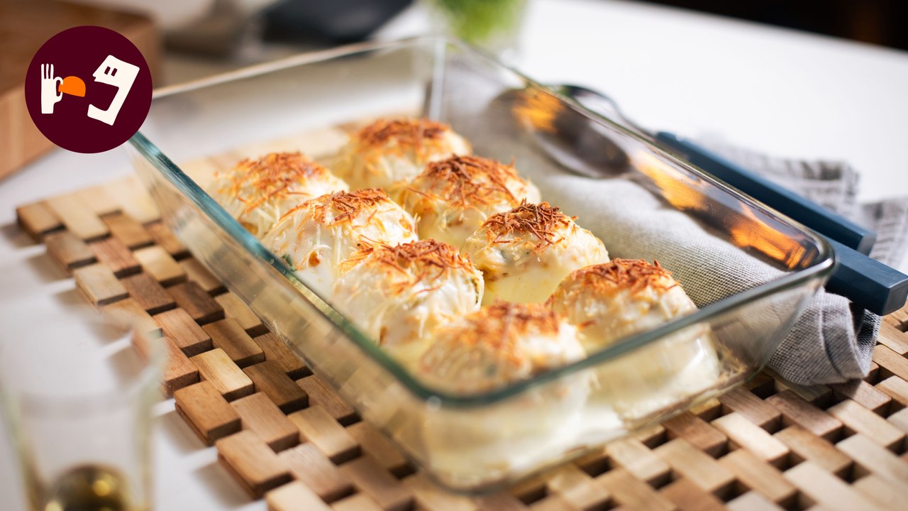 Huevos Rellenos calientes de Bacalao y Gambas