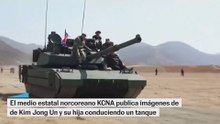 El medio estatal norcoreano KCNA publica imágenes de de Kim Jong Un y su hija conduciendo un tanque