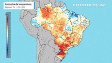 Segunda-feira, 6 de abril: previsão de anomalia de temperatura