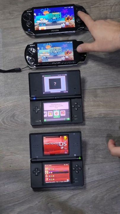SpongeBob's Truth or Square DS vs DSi vs PSP vs PS Vita | Speed Test Comparison #psp #ds #psvita