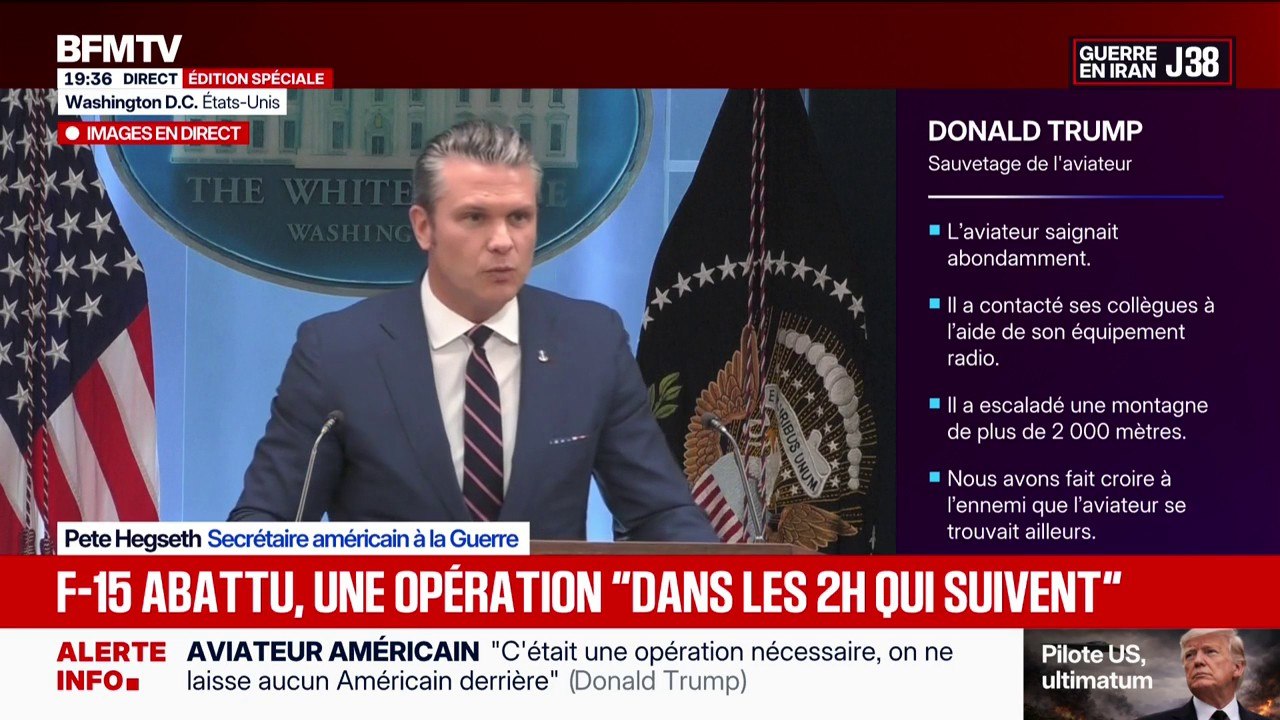 Opération de sauvetage du pilote américain en Iran: "Notre mission a duré 45 heures et 56 minutes", affirme Pete Hegseth, secrétaire américain à la Défense