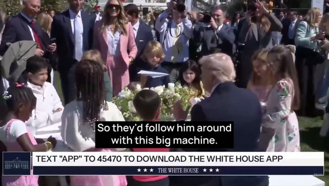Trump rambles about Biden’s ‘auto-pen’ to bemused children at Easter egg roll