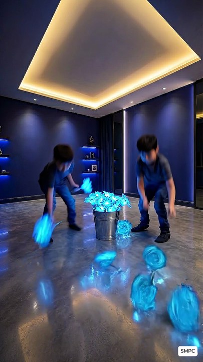 Blue Glowing Roses in the Bedroom Floor.Do you like it?SMPC #epoxy #interiordesign #bedroom #viral