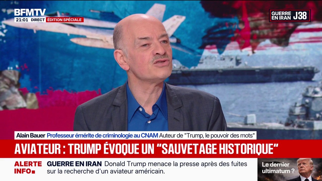 "Sauvetage historique" du pilote américain en Iran: "Tout est toujours hyperbolique dans les mots de Donald Trump", explique Alain Bauer, professeur émérite de criminologie
