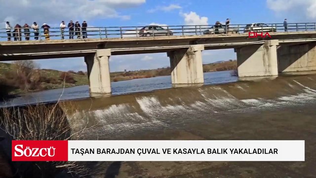 Taşan barajdan çuval ve kasayla balık yakaladılar