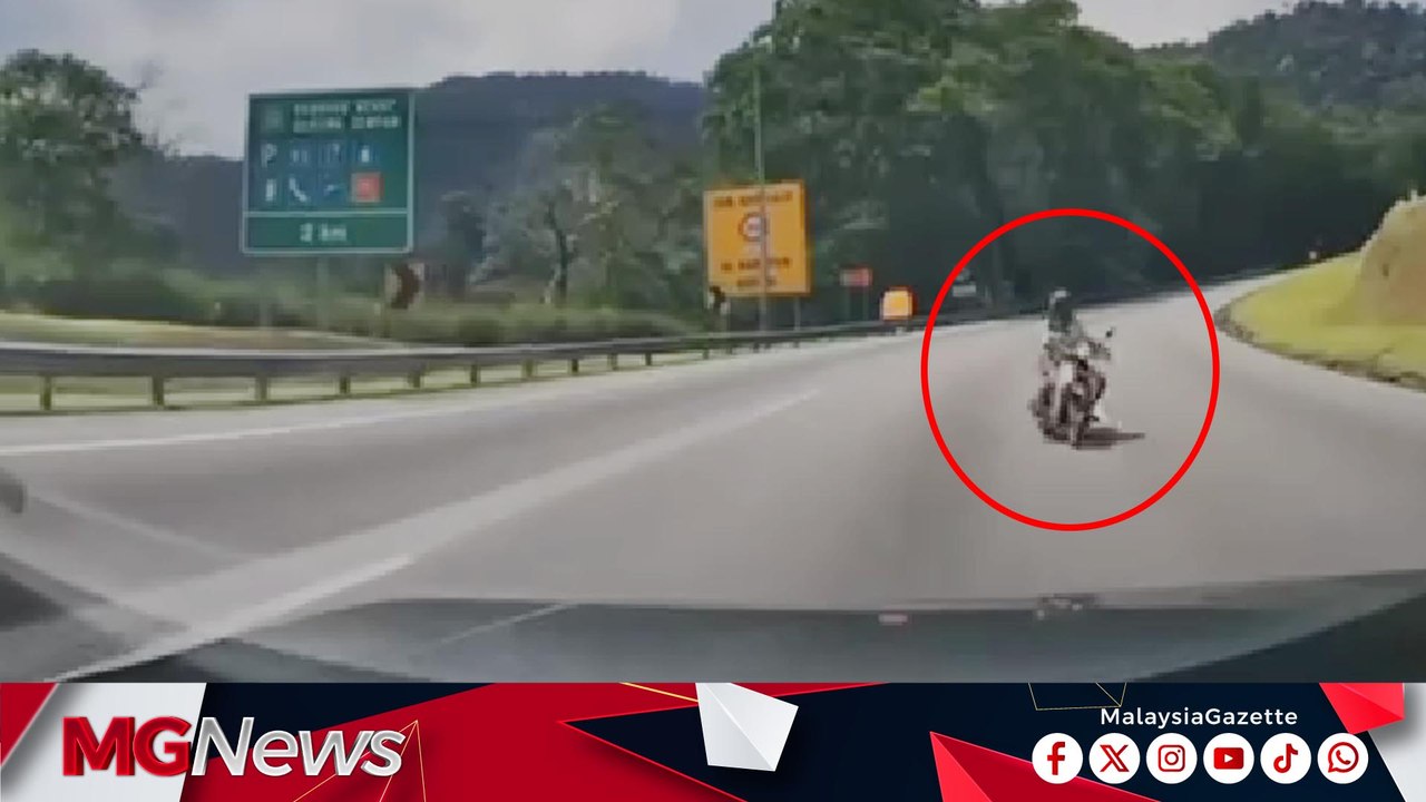 Penunggang motosikal lawan arus bergesel dengan kereta di Karak