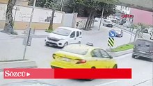 Arnavutköy'de sürücüsünün hakimiyetini kaybettiği otomobil takla attı; kaza kamerada