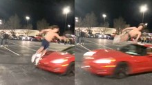 Man Performs Flip Over Corvette