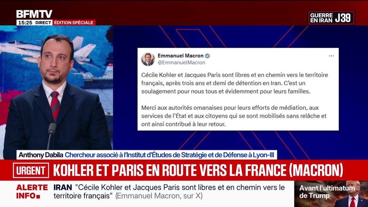 Cécile Kohler et Jacques Paris "sont libres et en chemin vers le territoire français", annonce Emmanuel Macron