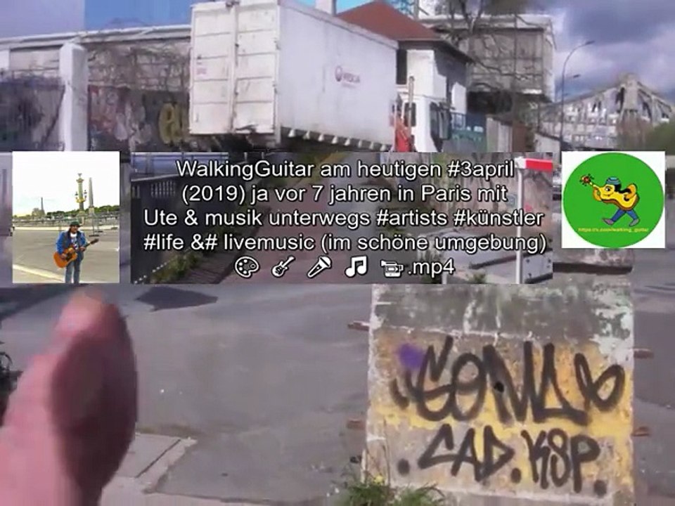 WalkingGuitar am heutigen #3avril (2019) ja vor 7 jahren in Paris mit Ute & musik musique unterwegs künstler (im schöne umgebung)  🎨 🎸 🎤 🎵 📹