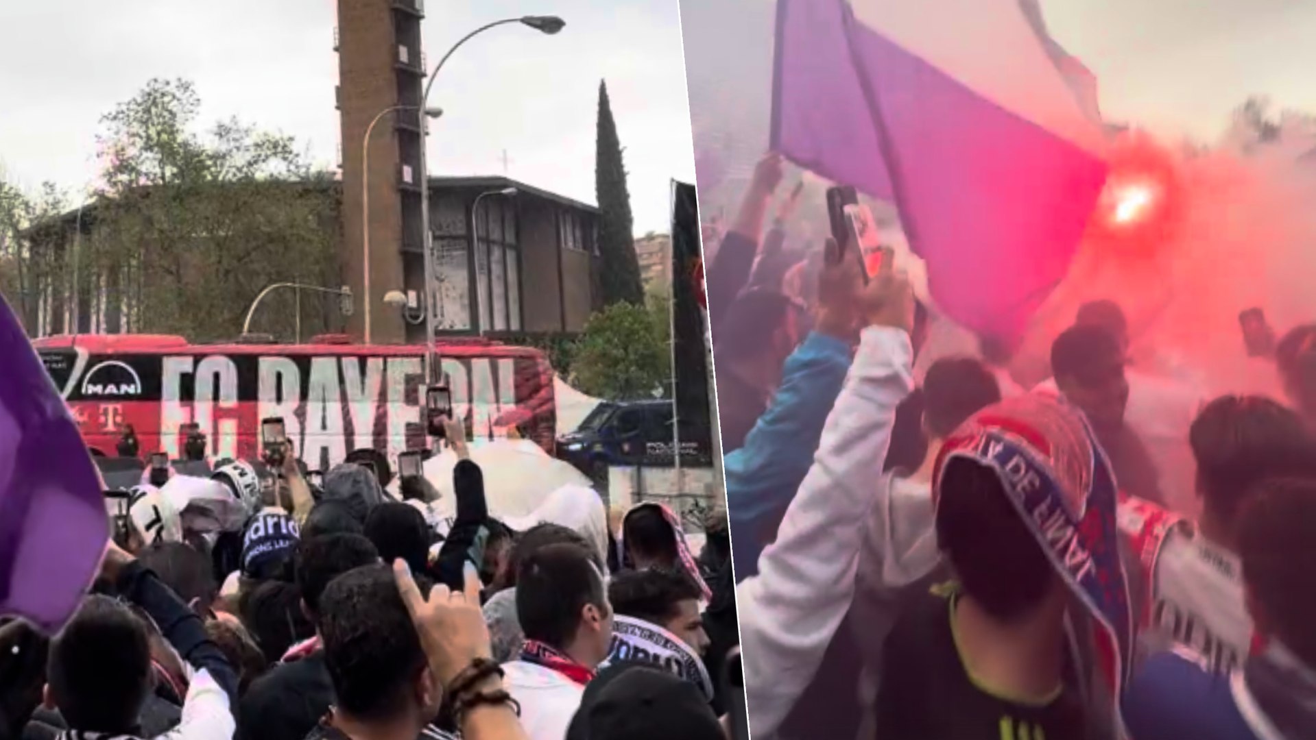 Ni la tormenta detiene al madridismo: llegada de los buses para calentar el Clásico de Europa