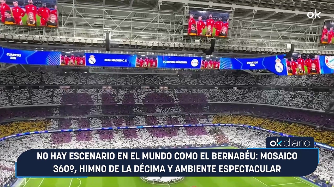 No hay escenario en el mundo como el Bernabéu: mosaico 360º, himno de la Décima y ambiente espectacular