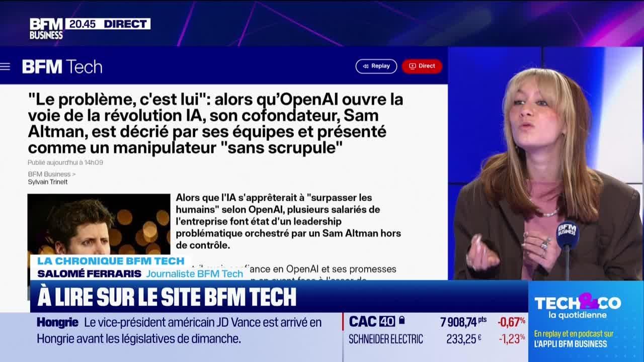 À lire sur le site Tech&Co : “Le problème, c'est lui": alors qu'OpenAI ouvre la voie de la révolution IA, son cofondateur, Sam Altman, est décrié par ses équipes, par Salomé Ferraris - 07/04