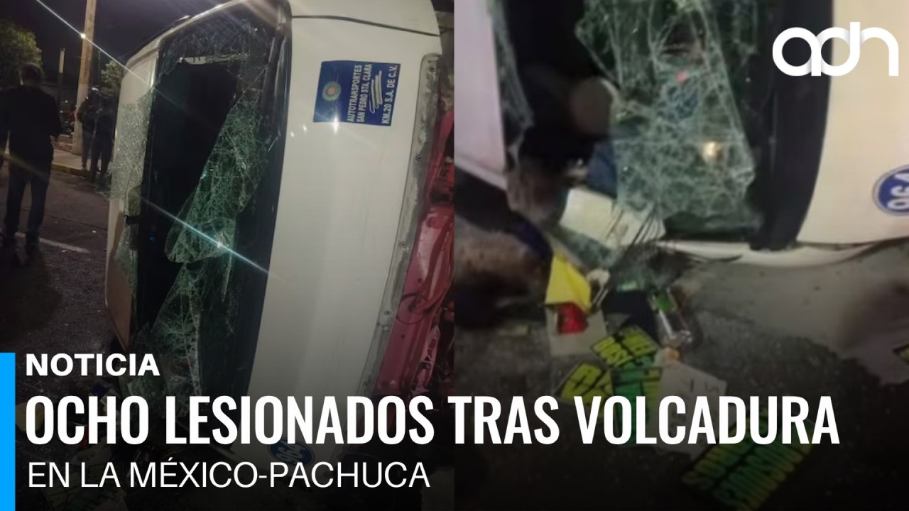 Fuerte volcadura en la México-Pachuca deja ocho lesionados