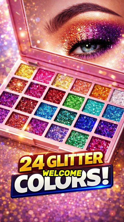24 Color Glitter Eyeshadow Palette | Waterproof Shimmer Makeup Palette for Party & Wedding Looks