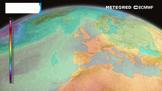 Mappa relativa alle temperature previste alla quota di 1500 metri