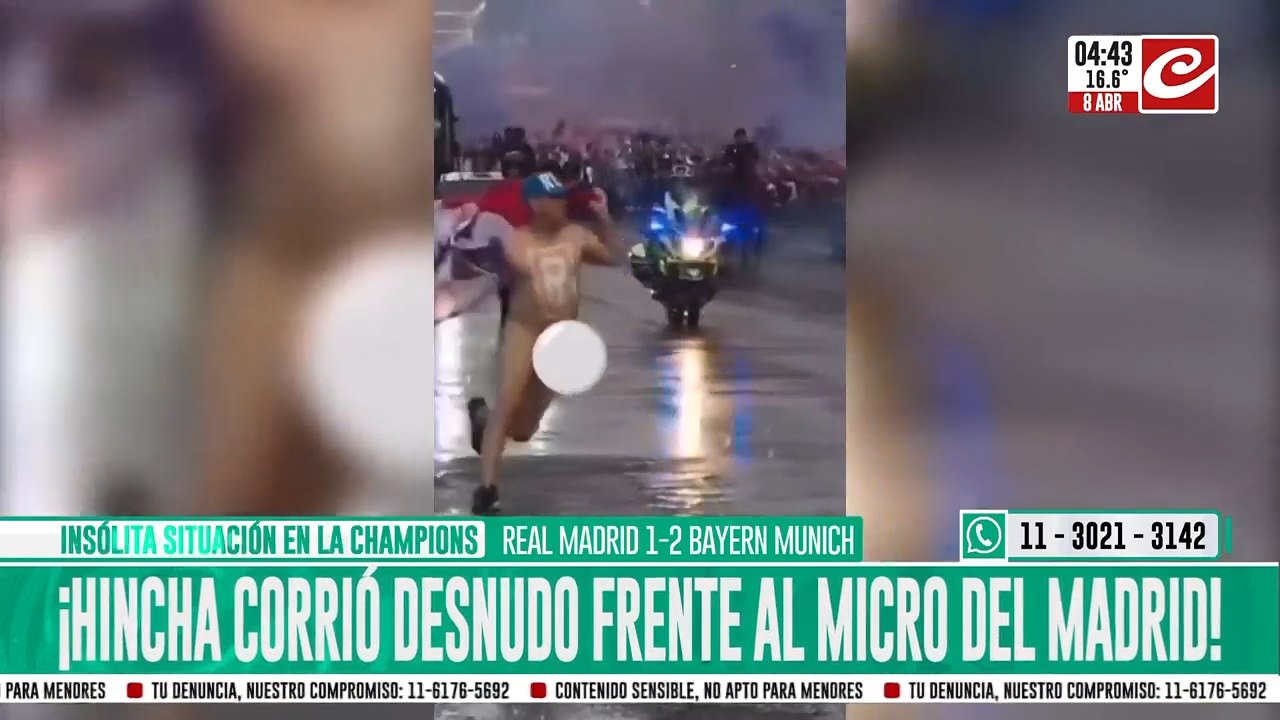 Hincha violó la seguridad... ¡y corrió desnudo frente al micro del Real ...