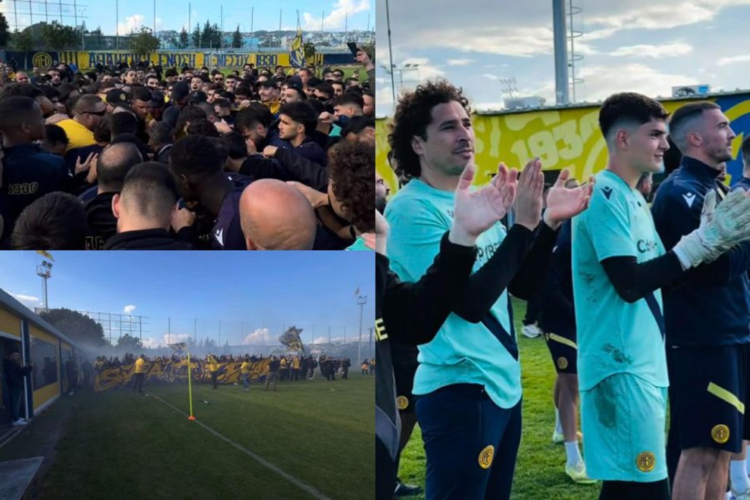 Los hinchas del AEL Limassol del 'Memo' Ochoa apoyan al equipo