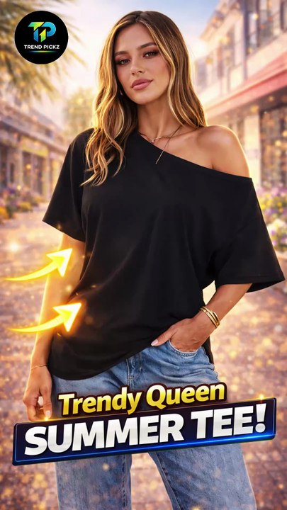 Trendy Queen Off Shoulder Oversized T-Shirt | Casual Summer Women’s Top  Looking for a stylish and comfortable summer outfit The Trendy Queen Women’s Off Shoulder Oversized T-Shirt is designed to give you both fashion and comfort in one