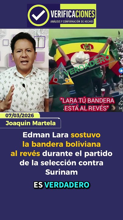 Edman Lara sostuvo la bandera boliviana al revés durante el partido de la selección contra Surinam