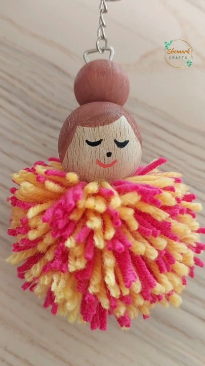 How To Make Colorful Doll Keychain from Yarn and Beads