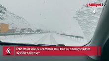 Erzincan'da yüksek kesimlerde etkili olan kar nedeniyle ulaşım güçlükle sağlanıyor