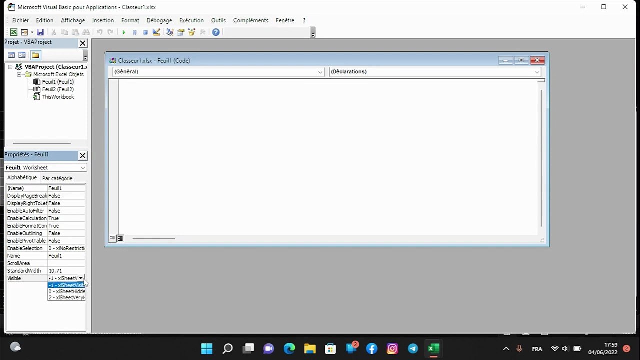Comment masquer une feuille Excel avec VBA (Invisibilité Totale)