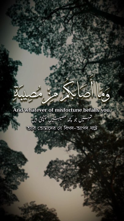 ﴿ وَمَا أَصَابَكُمْ مِنْ مُصِيبَةٍ فَبِمَا كَسَبَتْ أَيْدِيكُمْ وَيَعْفُو عَنْ كَثِيرٍ ﴾