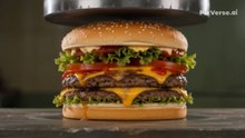 A Hydraulic Press Machine Crushing a Burger