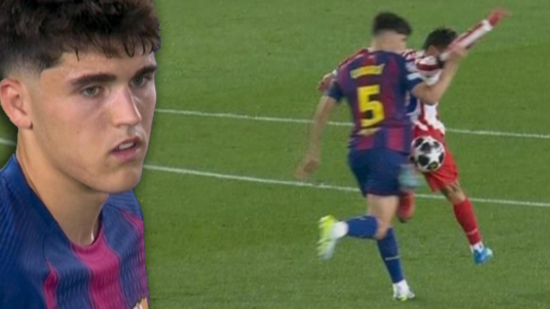 La narración de la roja a Cubarsí: amarilla, el Atlético se come al árbitro y roja de VAR