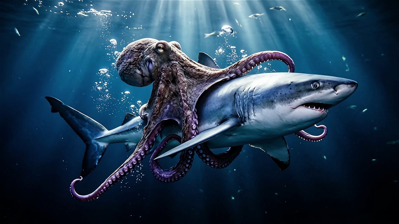 Giant Octopus vs Shark