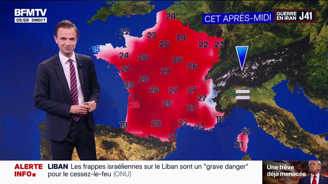 Du soleil sur toute la France mais avec l'arrivée des orages par le Nord-Ouest, avec des températures comprises entre 15°C et 29°C... La météo de ce jeudi 9 avril