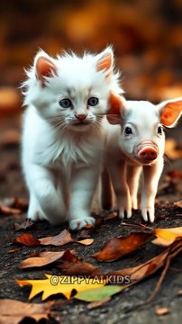 A kitten and a piglet are walking together #kitten #cat #piglet