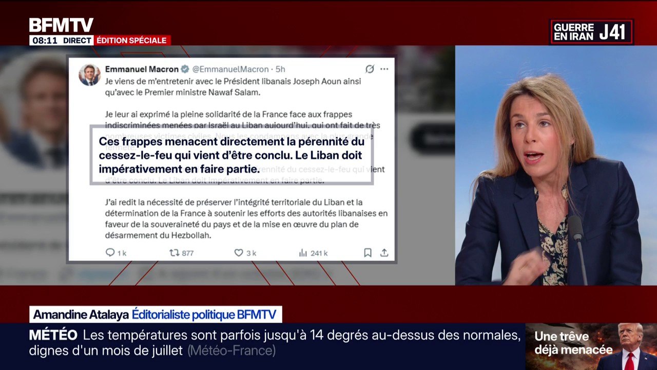 Guerre au Moyen-Orient: Emmanuel Macron estime qu'un cessez-le-feu "crédible et durable" doit inclure le Liban