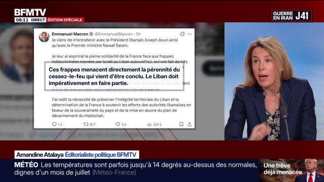 Guerre au Moyen-Orient: Emmanuel Macron estime qu'un cessez-le-feu crédible et durable doit inclure le Liban