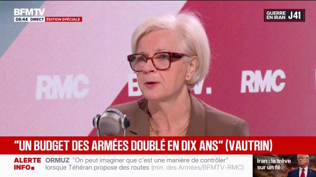 Catherine Vautrin, ministre des Armées: L'année prochaine, le budget des Armées sera à plus de 60 milliards, c'est-à-dire qu'en 10 ans, nous aurons doublé le budget des Armées